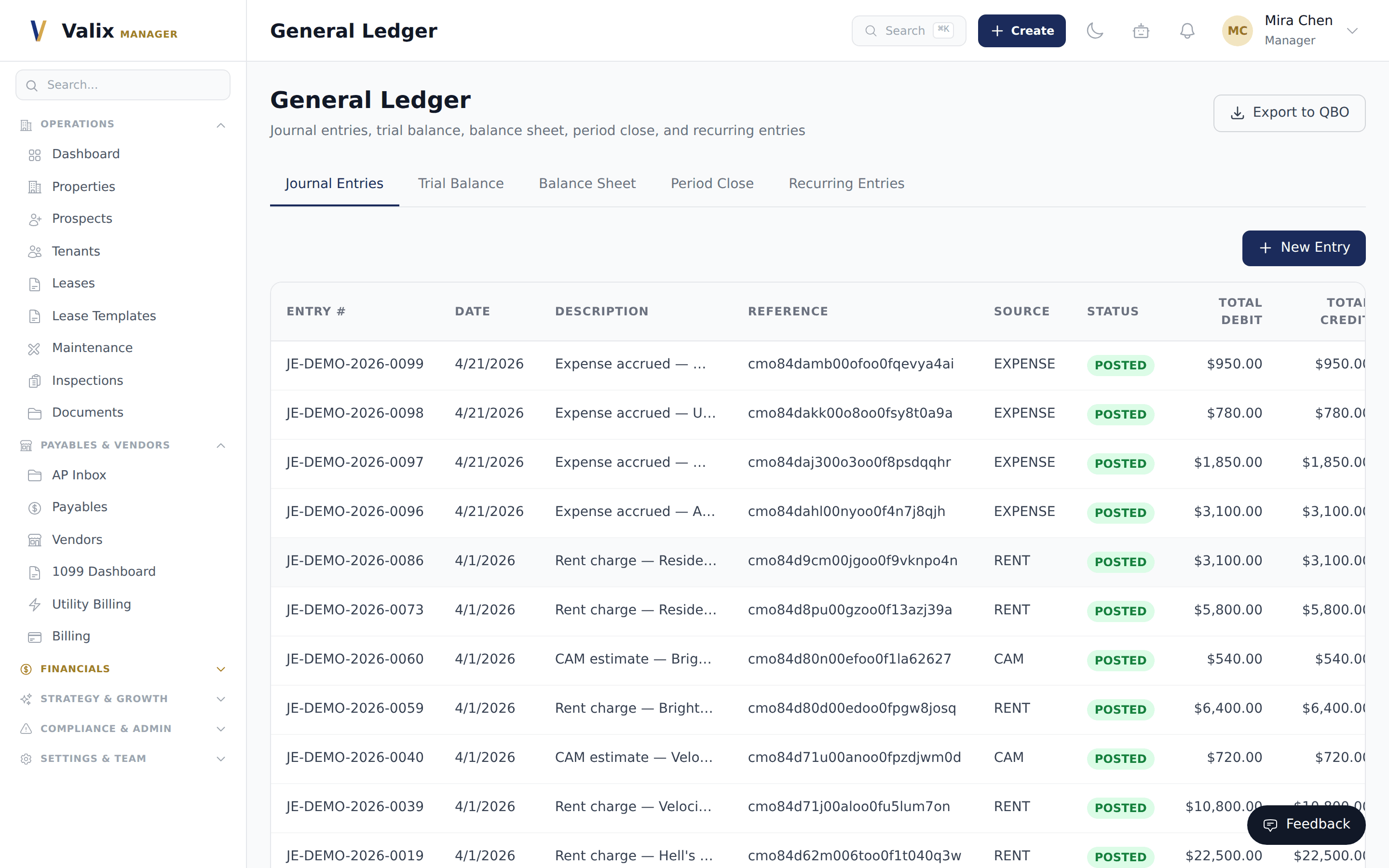 General-ledger audit trail